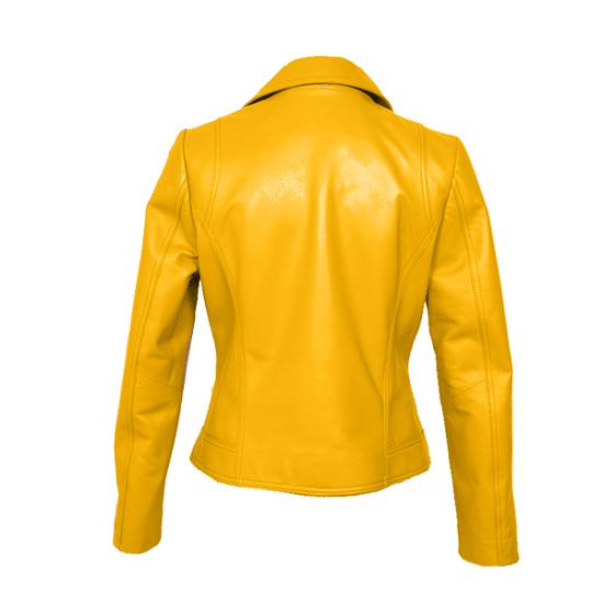 Noora Women's Yellow Biker Leather Jacket | Motorcycle Biker Jacket | Handmade Leather Jacket