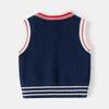 Children's Pullover Sweater for Spring and Autumn, Boys' Pure Cotton Sleeveless Vest, Baby Boy's V-Neck Knitted Vest