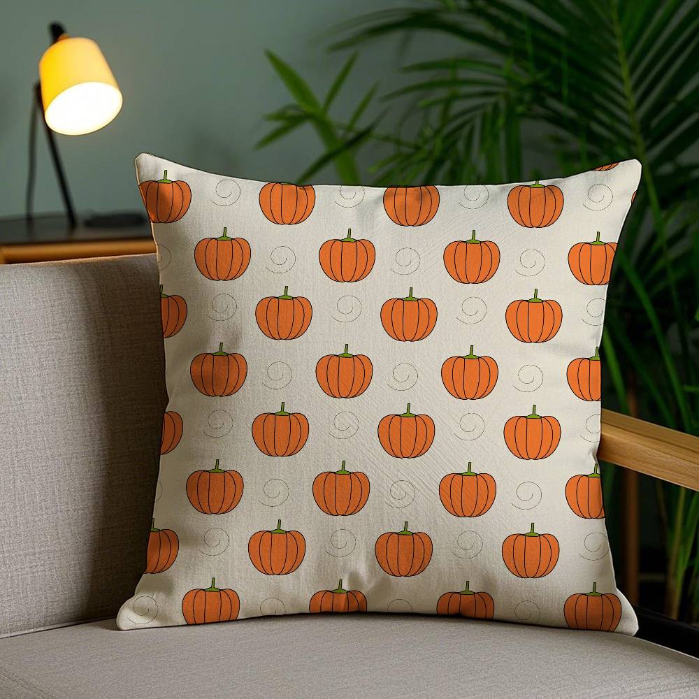 Pillow Case Cute Halloween Scary Pumpkin Holiday Horror Atmosphere Short Plush Double-sided Printing Home Cushion Cover