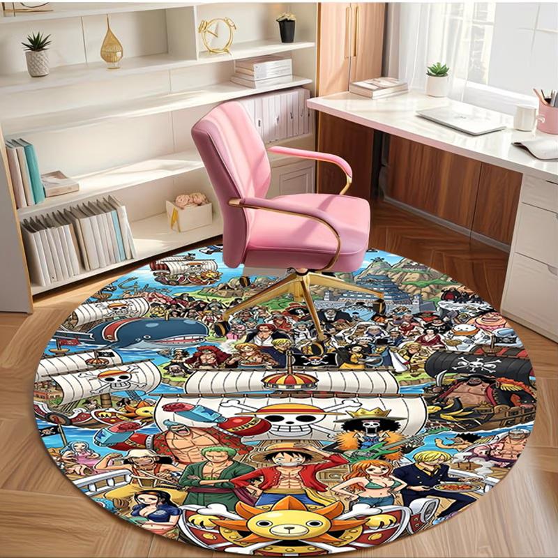 One Piece Druck Runder Teppich, Waschbarer Bodenläufer, Für Eingangsbereich Studentenwohnheim Waschküche Büro Arbeitszimmer, Heimdekoration Geburtstag Weihnachtsgeschenk