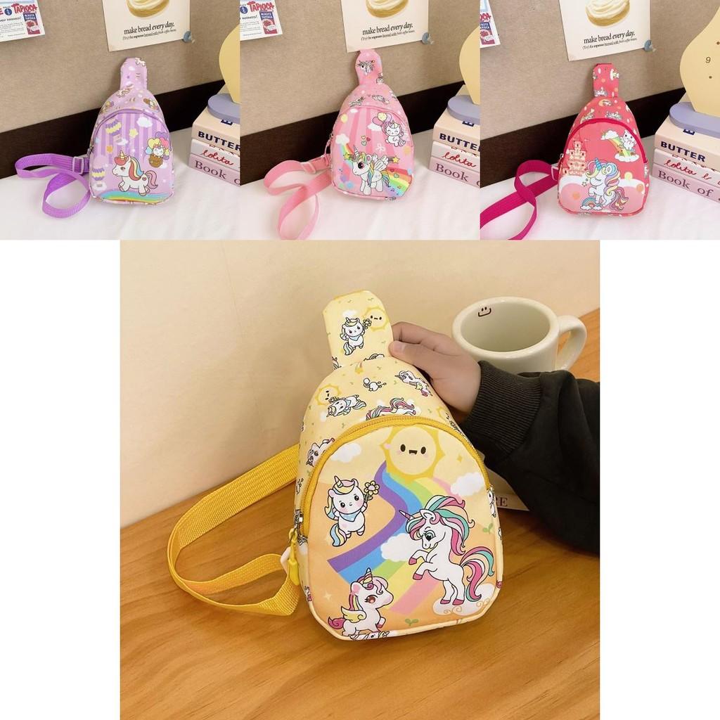 Adorable Gender Neutral Kids Chest Bag Stylish Cartoon Print Sling Backpack For Preschool