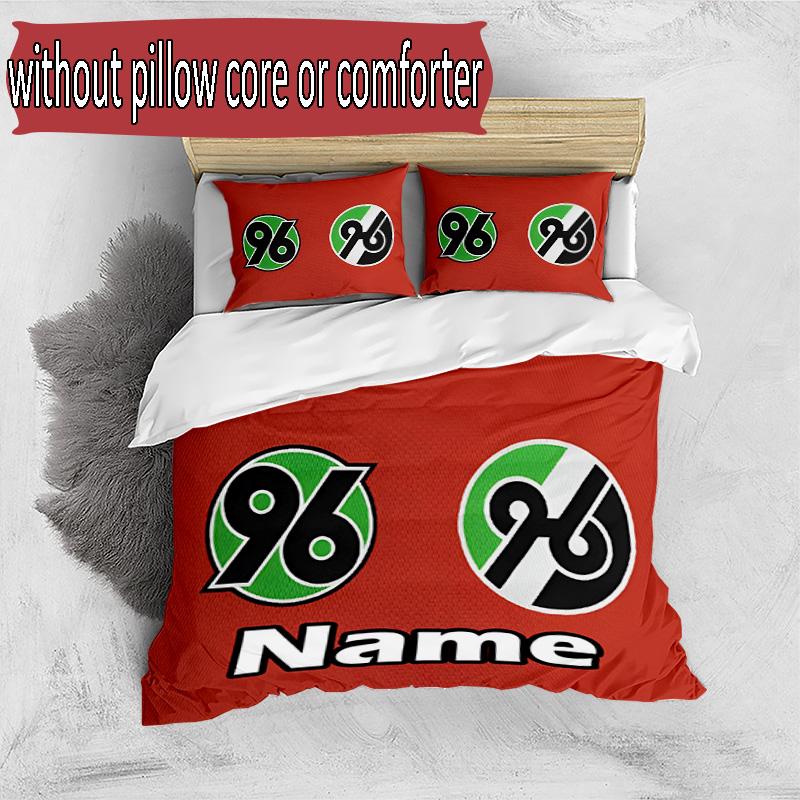 3-teiliges Bettbezug-Set (1 * Bettbezug + 2 * Kissenbezug, ohne Kern), Individuelles Namens-Hannover 96 Fußballmuster Bettwäsche-Set, Heim Schlafzimmer Dekor Geschenk