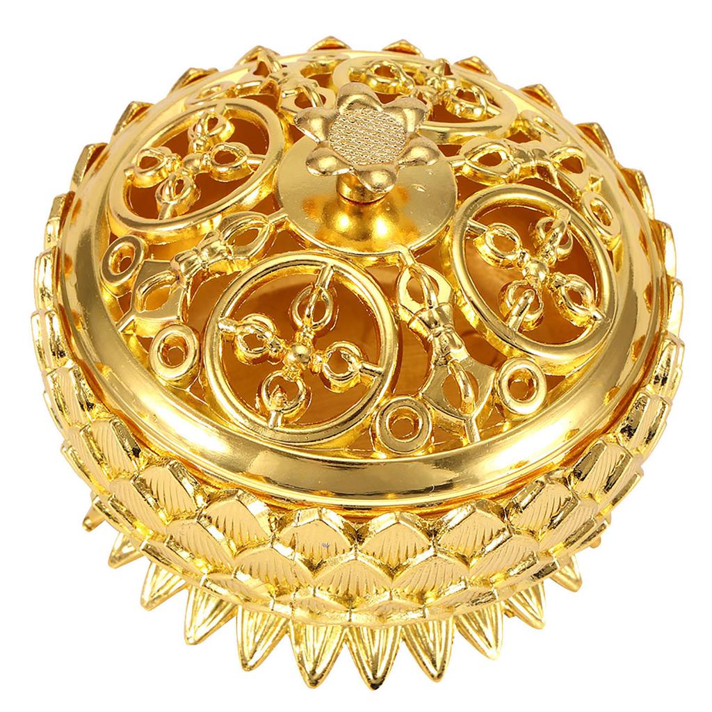 Zinc Alloy Home Decoration Lotus Incense Burner 7*5cm Joss Stick Holder(Gold)