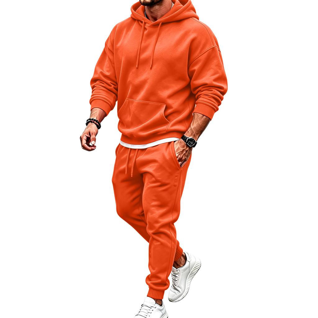 Conjunto de Moletom Unissex com Capuz e Calça Jogger de 2 Peças para Homens e Mulheres