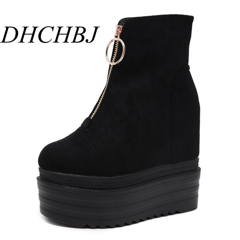 Fashion 2025 Winter New Female Women Boots British Wind Increased 13CM High Heel Platform Boots Fashion Plus Velvet Women's Shoes