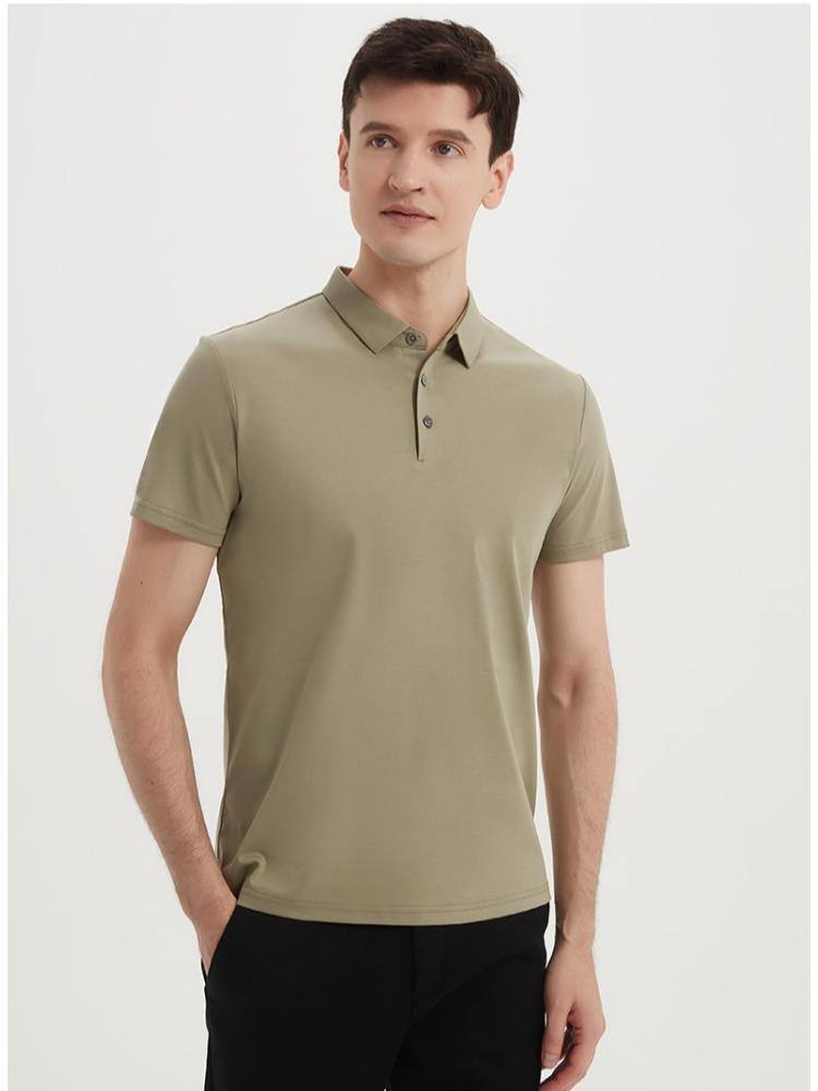 120-count Double-sided Mercerized Cotton Short-sleeve Wrinkle-free Long-staple Cotton T-shirt Heat-pressed Seamless Collar for Men Minimalist Tops