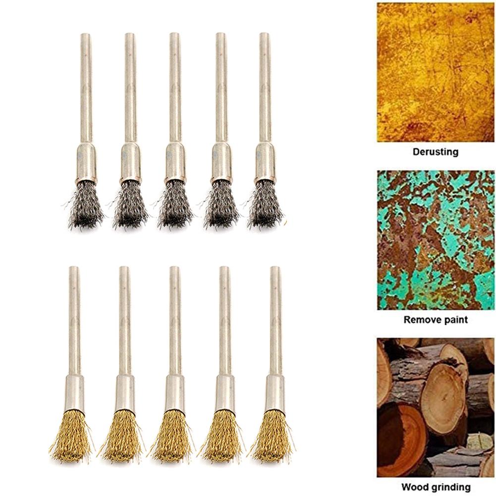 3mm Shank 49mm Length Rust Removal Wire Brushes Wire Brush Stainless Steel Removing Burrs Rotary Tool Rust Removal