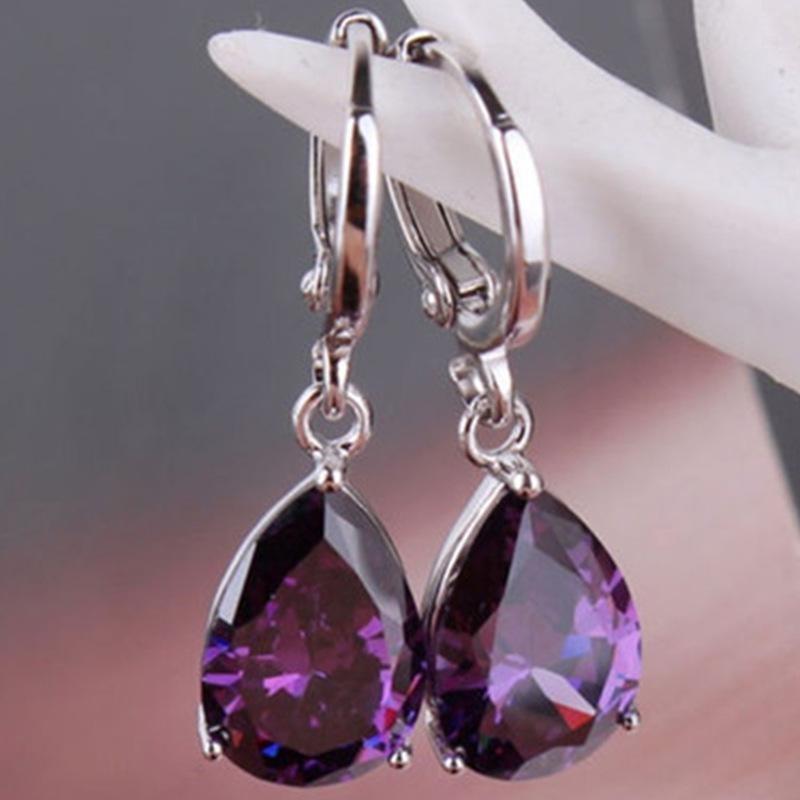 Inlaid Pink Zircon Women'S Earrings Women'S Engagement Jewelry