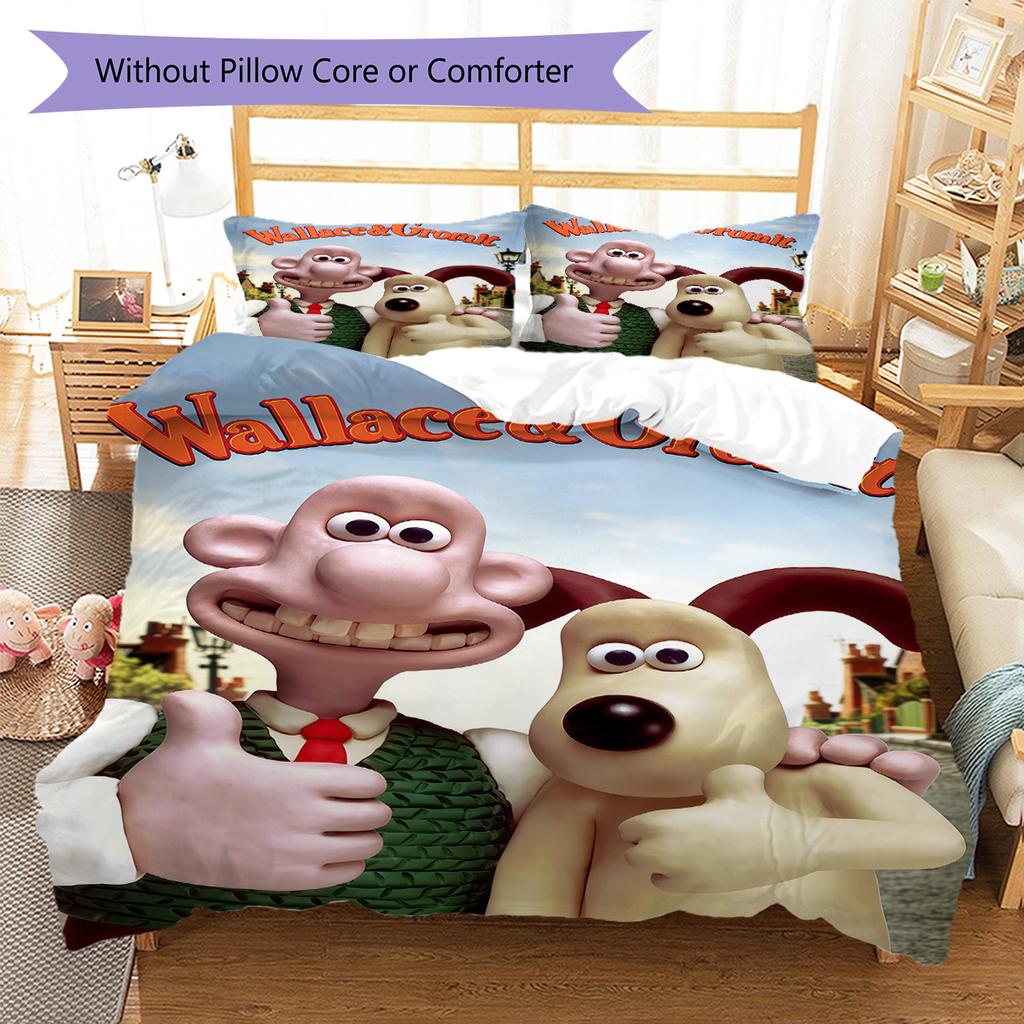 Wallace & Gromit Bedding Quilt Set Quilt Cover Pillowcase Home Decoration Birthday Gift (1 * duvet cover + 2 * pillowcase, without core)