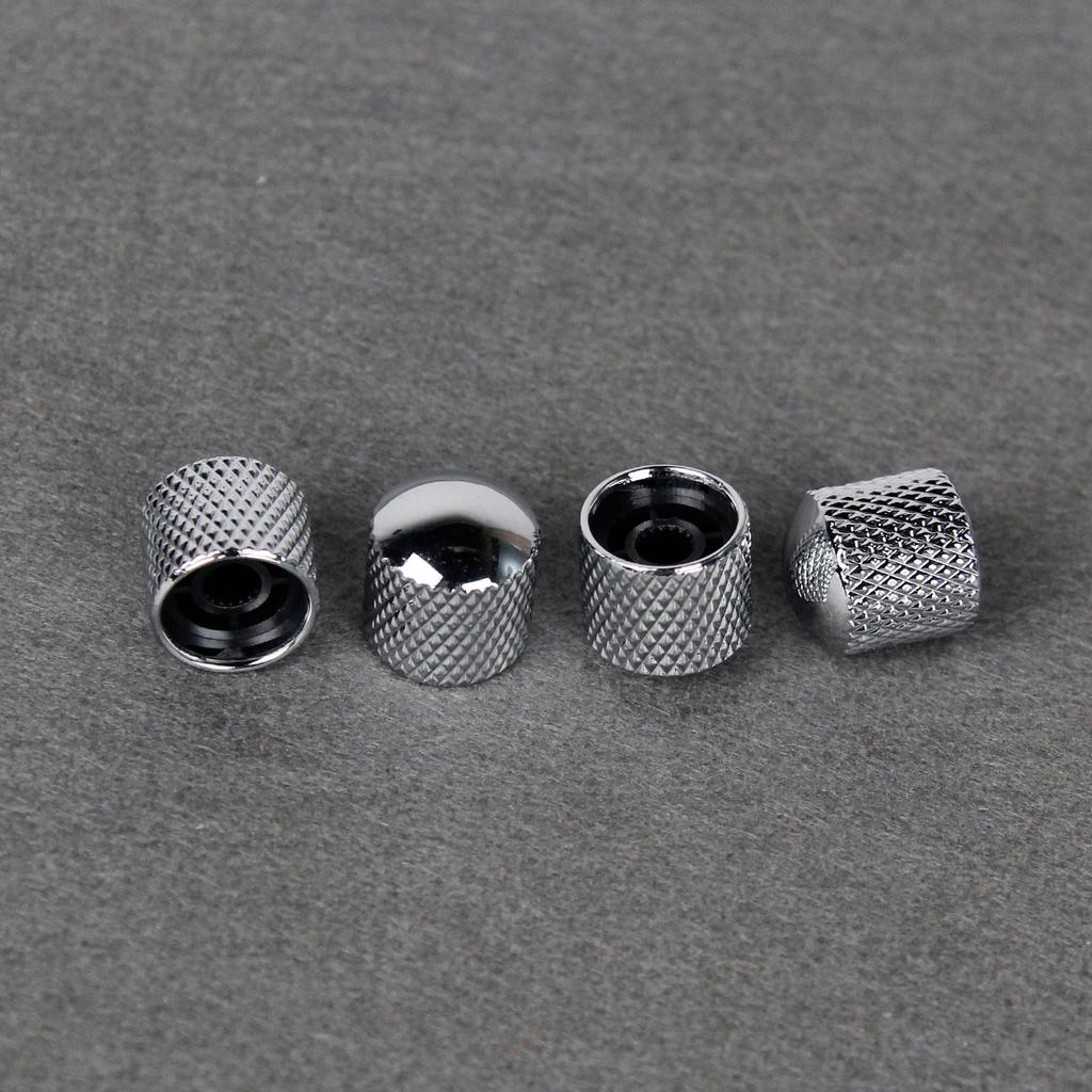 FLEOR 4pcs Bass Guitar Volume Tone Control Knobs Metal Dome Knobs Chrome /Black/Gold Choose