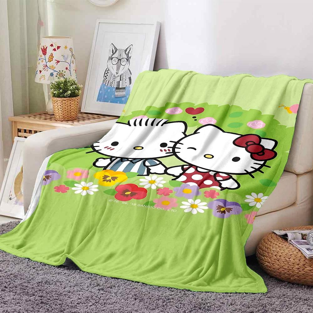 

1pc Hello Kitty flowers blanket Lightweight Flannel Throw for Sofa Bed Travel Camping Livingroom Office Couch Chair 80cmx120cm