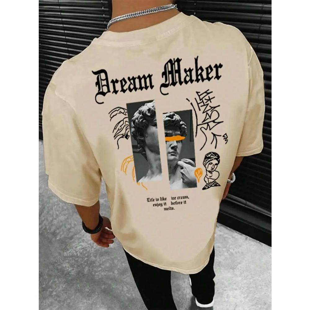 Men's T-Shirt Summer Unique Back Figure 3D Printing Men's Clothing T-shirt Short-Sleeved Casual Loose Oversized Shirt Tops