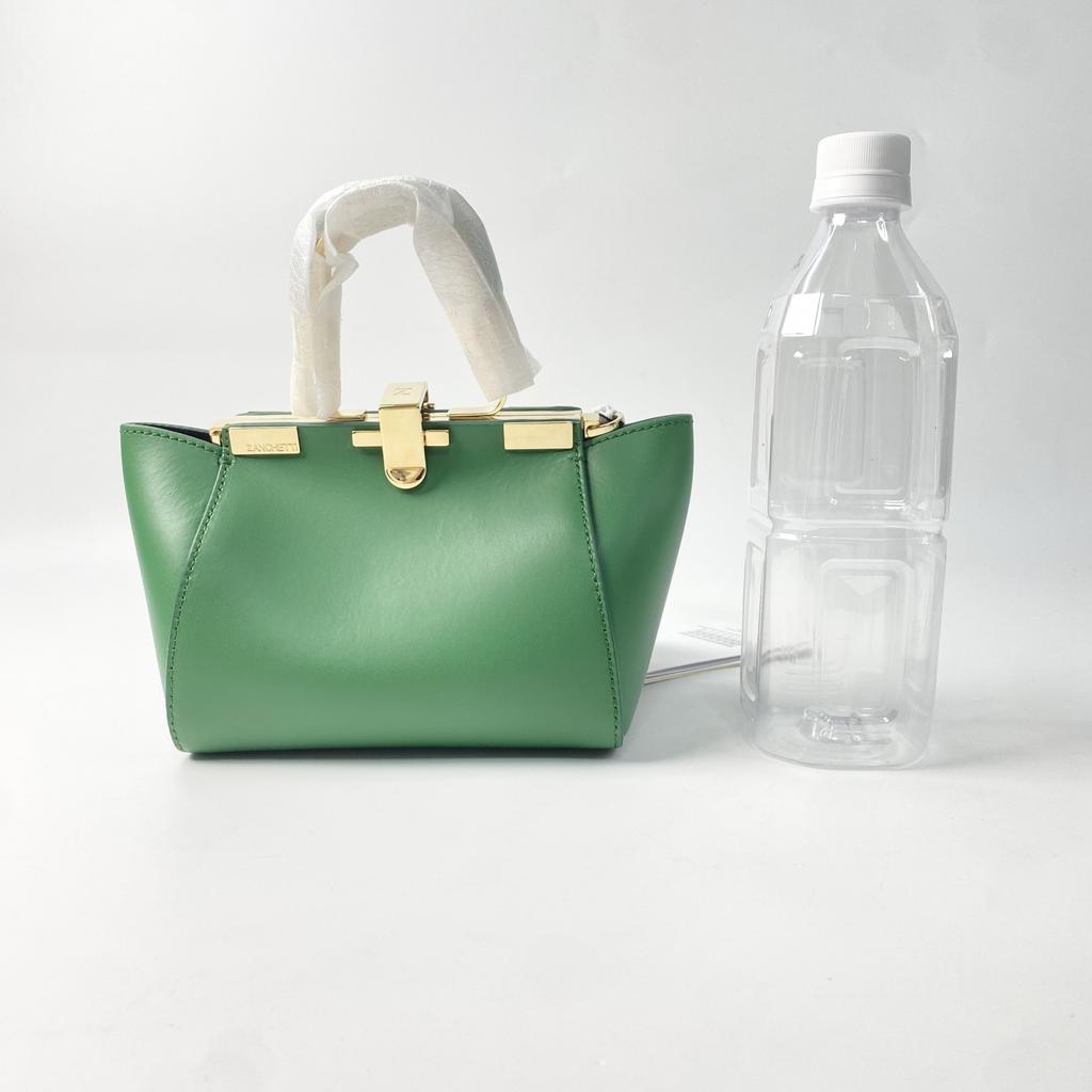 Used Shoulder Bag Green/gold Leather Women