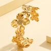 Retro Old Money Style Adjustable Gold-Plated Stainless Steel Flower Bracelet for Women