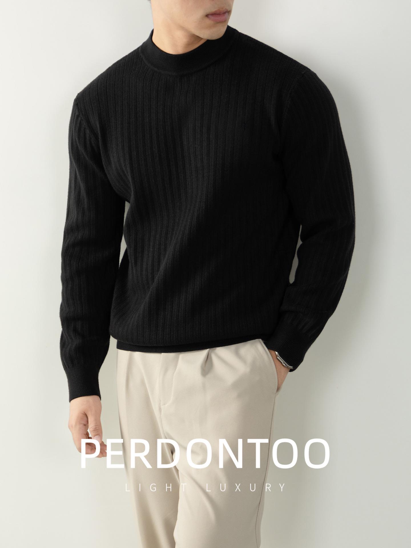 Men s Warm Wool-Modal High-Neck Ribbed Knit Sweater - Luxurious Autumn/Winter Base Layer. M