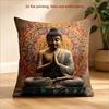 Buddha Lotus Mandala Print Pillow Cover Zen Spiritual Cushion Case For Meditation Yoga Room Home Decor