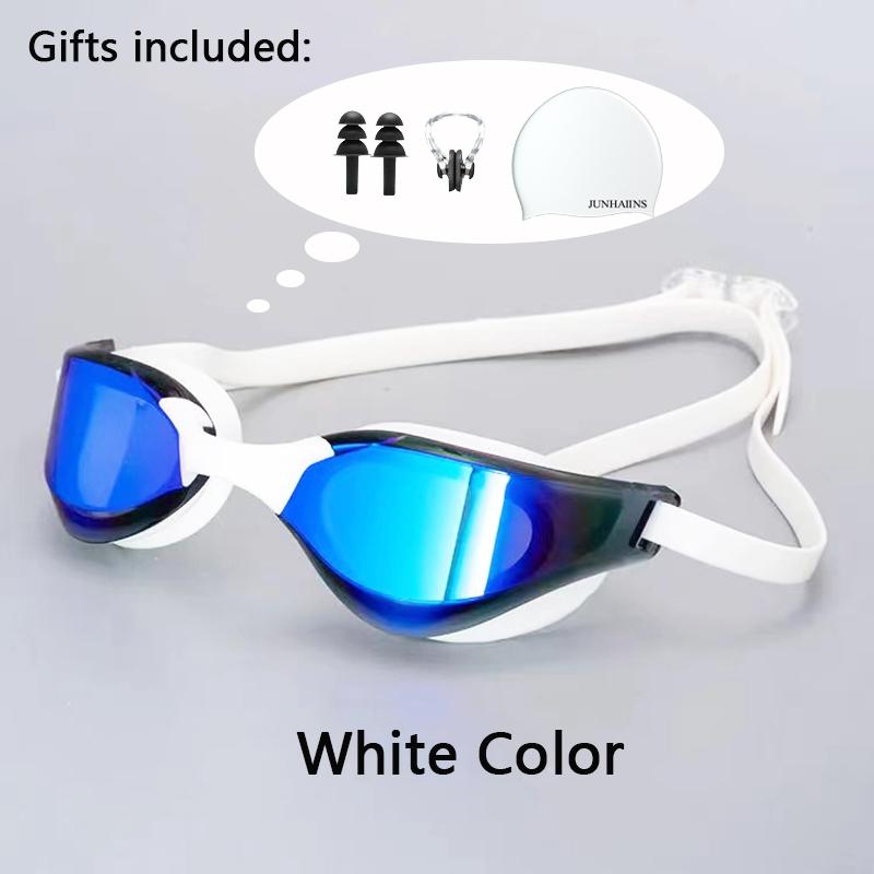 Meslek Yarış Yüzme Gözlüğü Kaplama Su Geçirmez UV Koruması Yarışma Buğu Önleyici Gözlükler Açık Hava Maç Gözlükleri