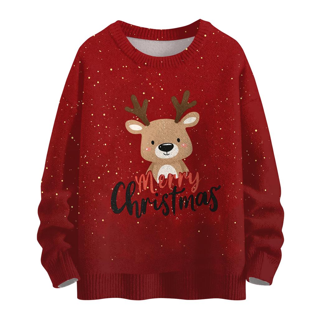 Women's Casual Long Sleeve Woolen Christmas Sweatshirt Fall  Vacation Long Sleeve Pullover