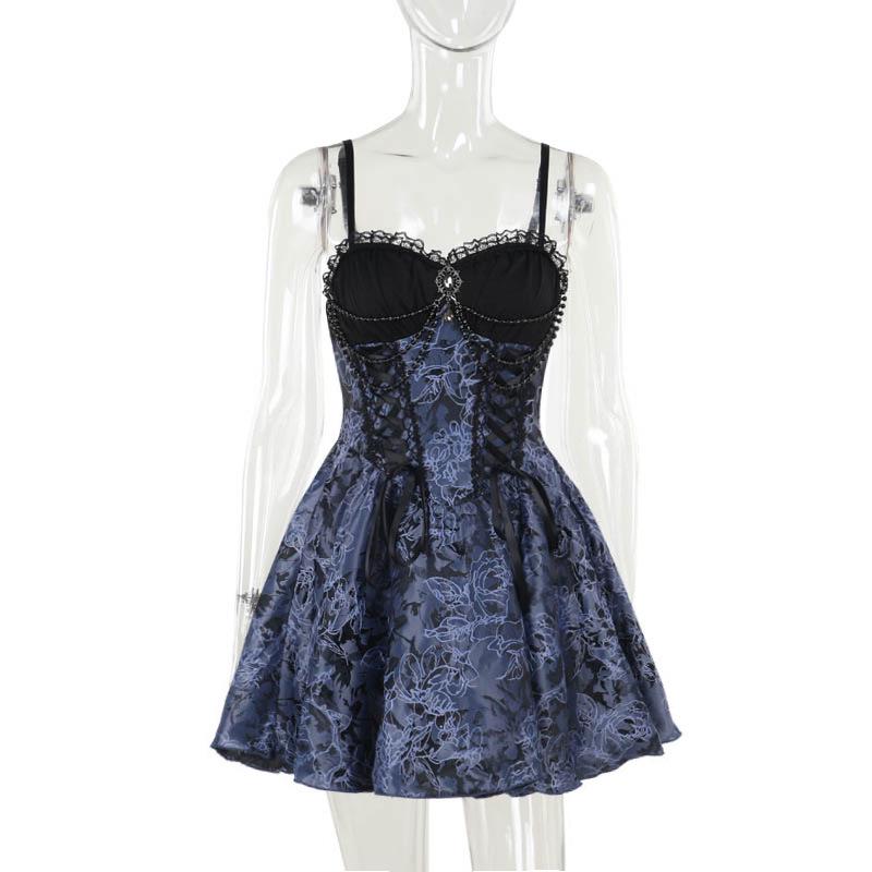 Abito a Fionda Jacquard Bicolore Gotico Dark & Set Cardigan Lolita