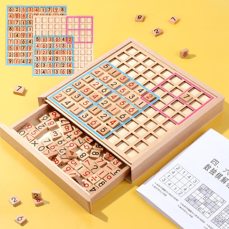 Wooden Sudoku Game: Nine-Grid Logic Puzzle for Children
