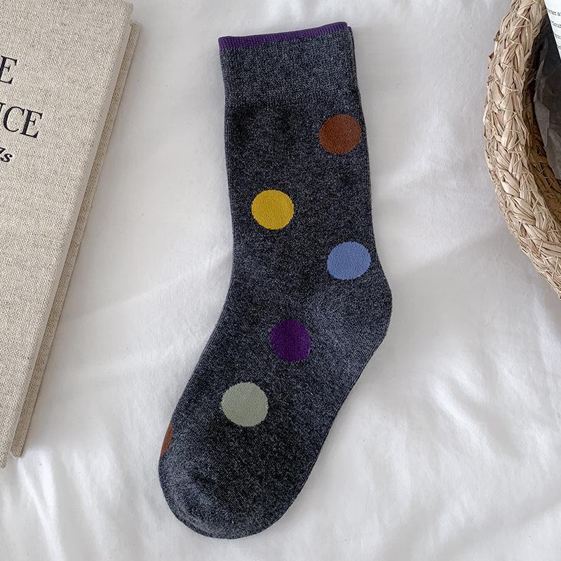 Socks Pure Cotton Polka Dot Stacking Socks Season Tide Cotton Boneless Sweat-Absorbing Deodorant Polka Dot Medium Tube Socks Women