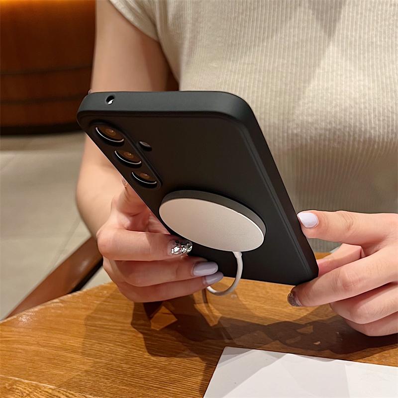 Liquid Silicone For Magsafe Wireless Charge Magnetic Case For Samsung S25 S24 S23FE S22 Plus Ultra A55 A15 A35 A05 Soft Cover