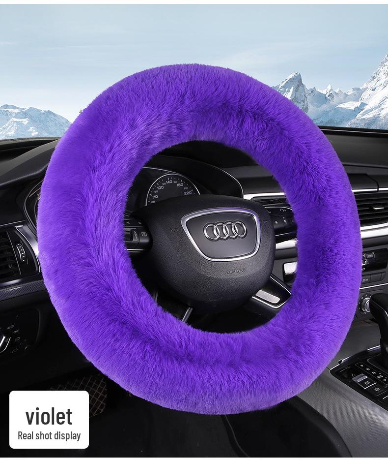 New Style Winter Plush Steering Wheel Cover - Warm, Non-Slip, Rabbit Wool