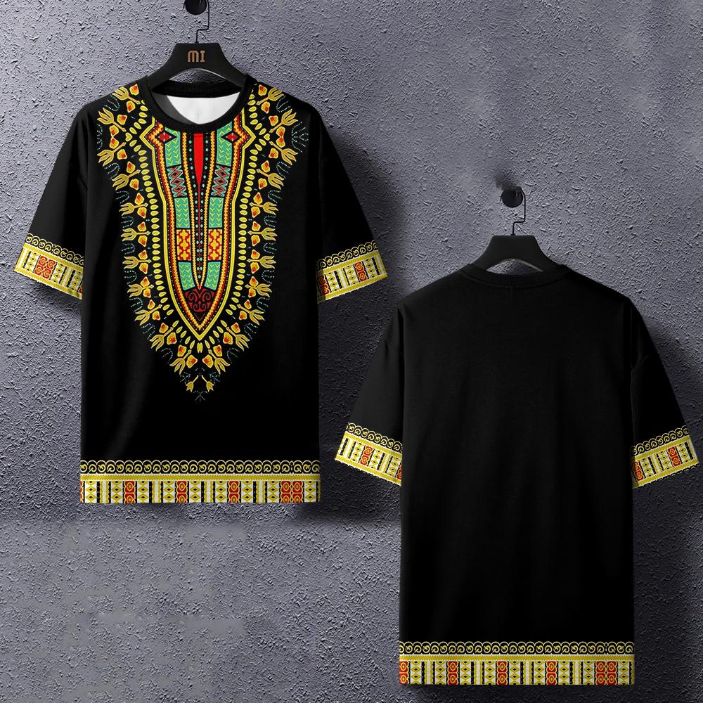 

XXS-6XL Плюс Размер Лето Короткий Рукав Мужская Футболка Ретро Этнический Узор Принт Футболки Повседневный Круглый Вырез Топы Модная Одежда 6XL
