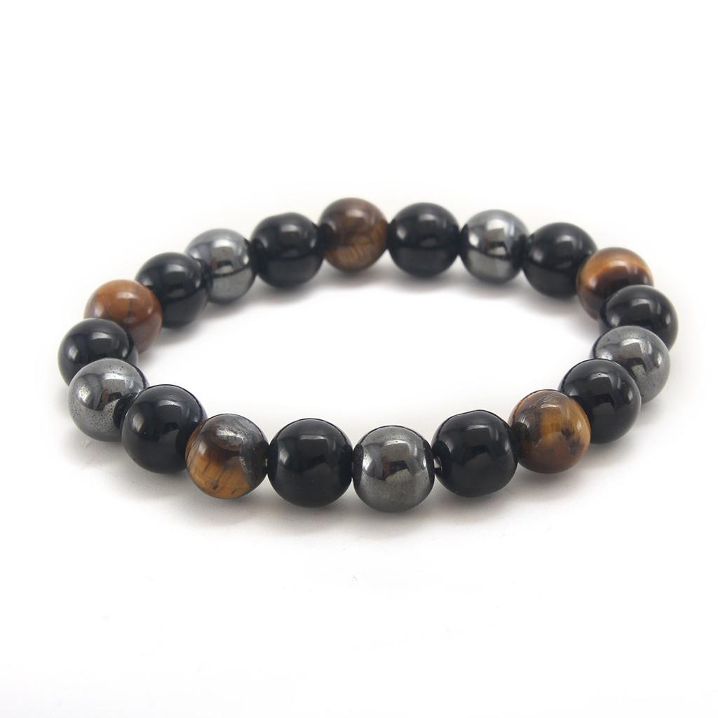 Tiger Eye Natural Stone Beaded Bracelet With Electroplated Finish For Unisex Gift Giving