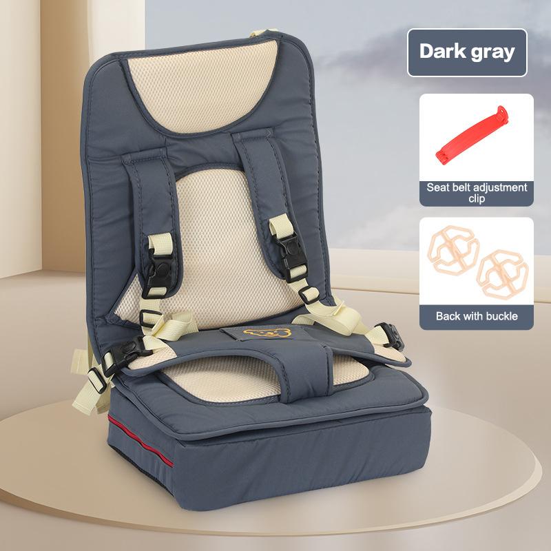 

Toddler Travel Car Booster Seat Portable Foldable Baby Safety Seat With Safe Fixed Belt темно-сірий
