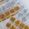 Gold & Silver Half Pearl Nail Art Decorations Set - 12 Mixed Size Grids