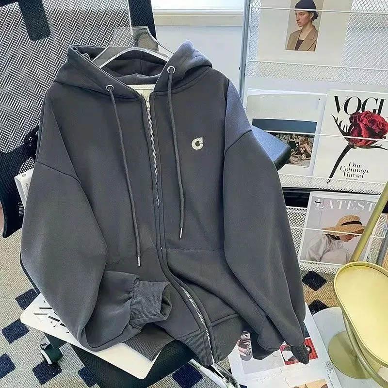 Sweatshirt for Women Hooded Fleece Thickened Loose Casual Long Sleeve Top Coat Sweatshirt