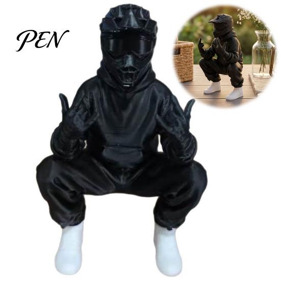 Creative Gifts for Motorcyclists 3D Printed Cool Off-Road Biker Figurine, Squatting Rider Statue, Trendy Desktop Enthusiast Presents Ornament,