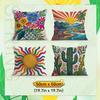 1,4 Pcs Vibrant Cactus And Desert Single-Sided Printed Pillowcase Cushion Cover,Suitable For Living Room,Bedroom,Car Decoration