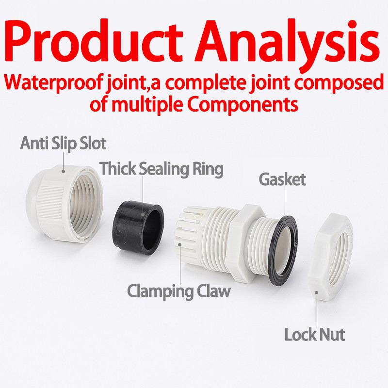 10/50/100Pcs Cable and Wire Waterproof Joint M-type M8 M10 M12 M14 M16 M20 M22 M24 M27 M30 M32 White Nylon Plastic Connector