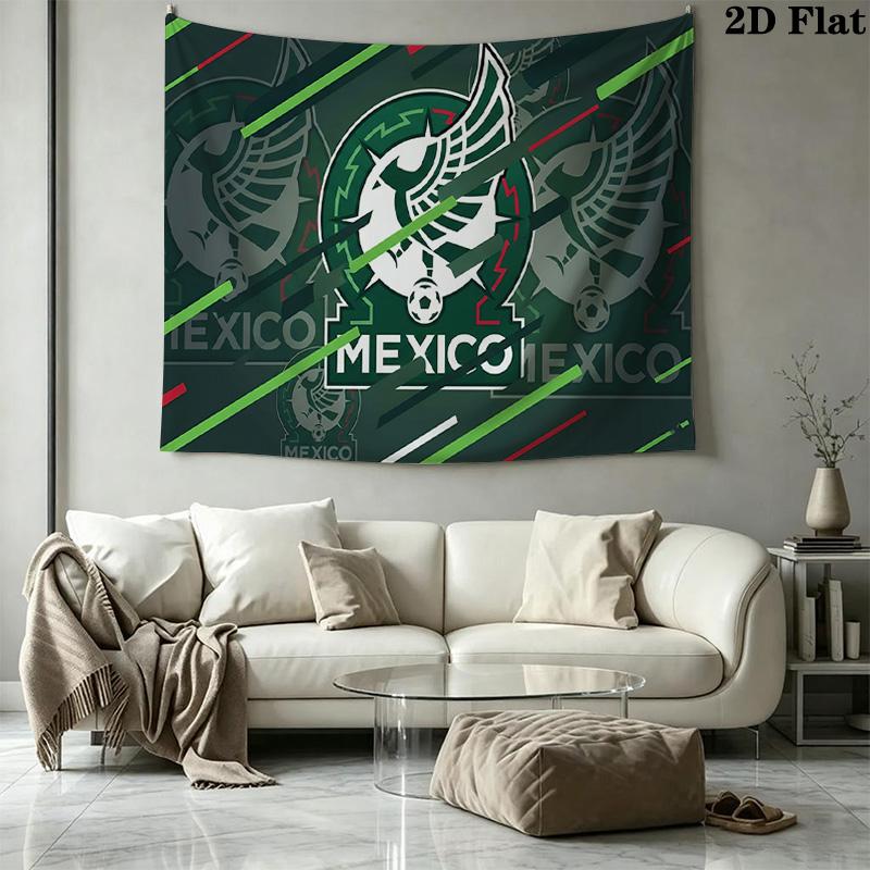 Mexico National Football Team Wall Tapestry Aesthetic Wall Hanging Printed Fabric Blanket Decorative Tapestries for Bedroom Living Room Home Decor