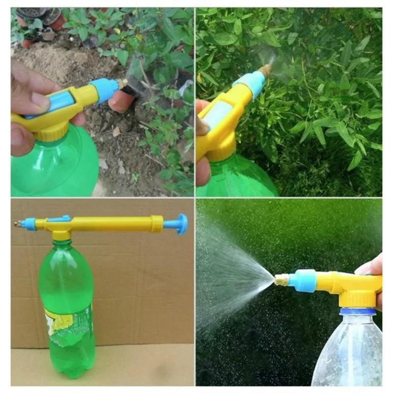 Portable High Pressure Manual Sprayer Adjustable Drink Bottle Spray Head Nozzle Garden Watering Tool Home Vegetable Gardens Mist