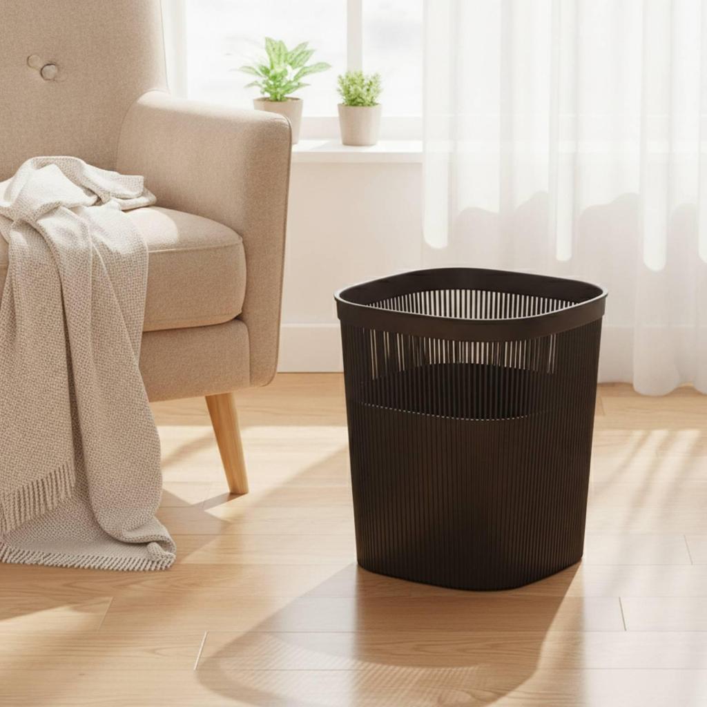 Lightweight Open-Top Wastebasket Compact Plastic with Thick Upper
