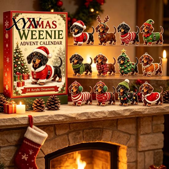 Geburtstagsgeschenke für Kinder 3D Dackel Adventskalender mit 24 einzigartigen Mini-Hundefiguren, Weihnachten Tägliche Countdown-Aktivität Set Spielzeug Kinder, Feiertag