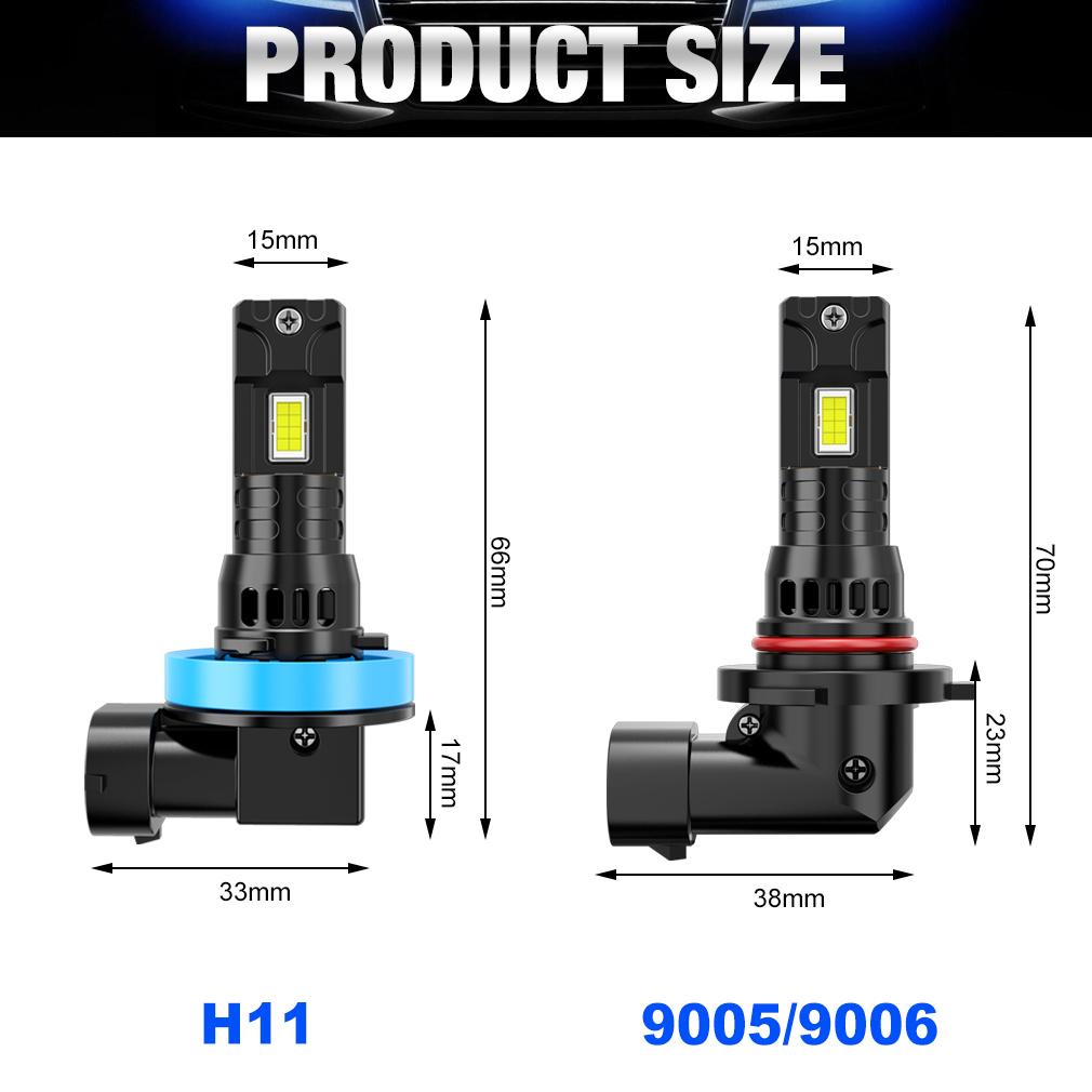 2 st 30000LM H11 LED-strålkastarlampor Mini Turbo HB3 HB4 LED H8 9005 9006 70W Bil Dimljus Strålkastare Auto Plug&Play Lampa 6500K Vit