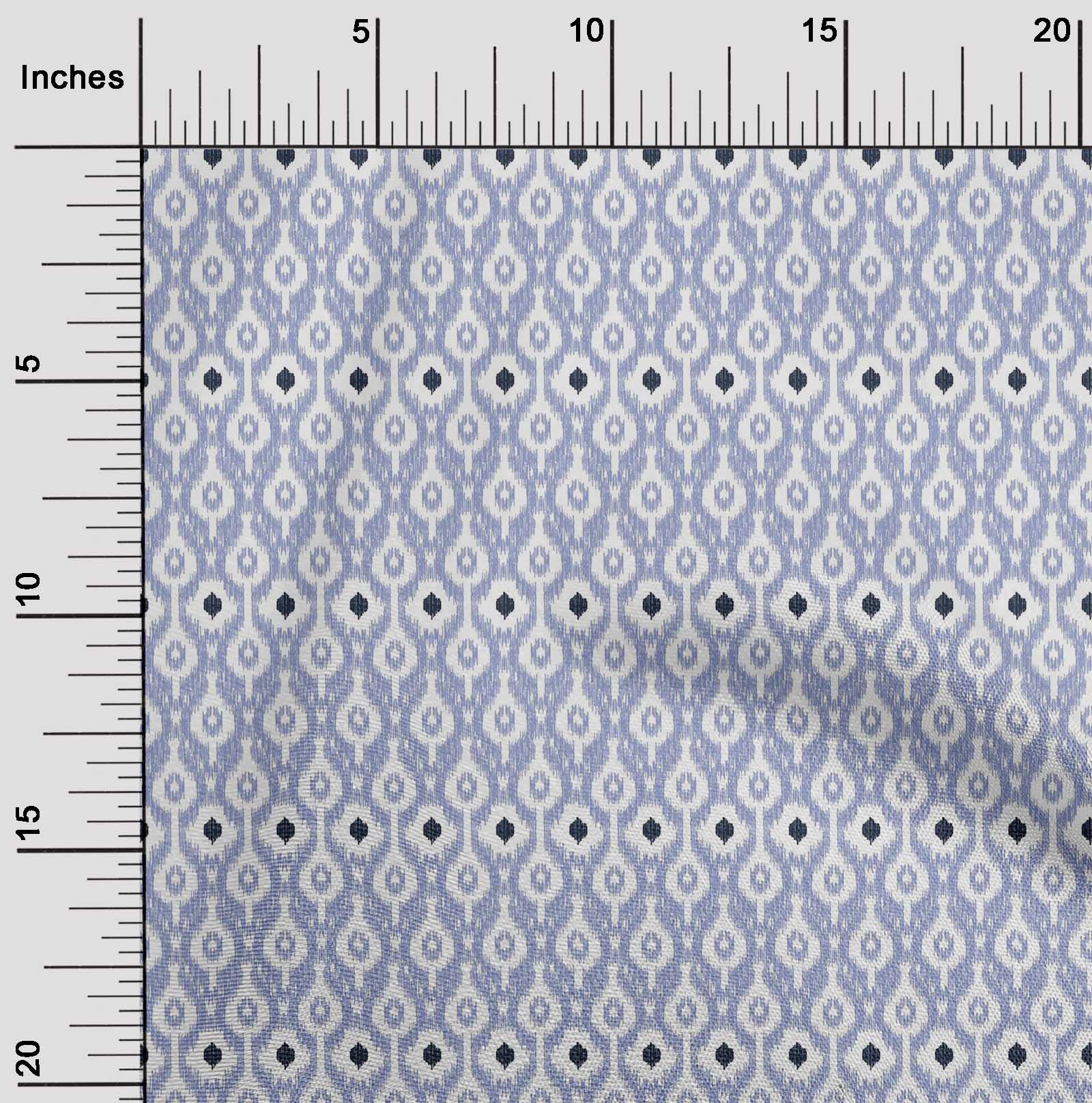 

OneOone Cotton Flex Fabric Ogee Ikat Тканина з принтами на двір шириною 40 дюймів 42 Inch Wide - Viscose Chiffon синій