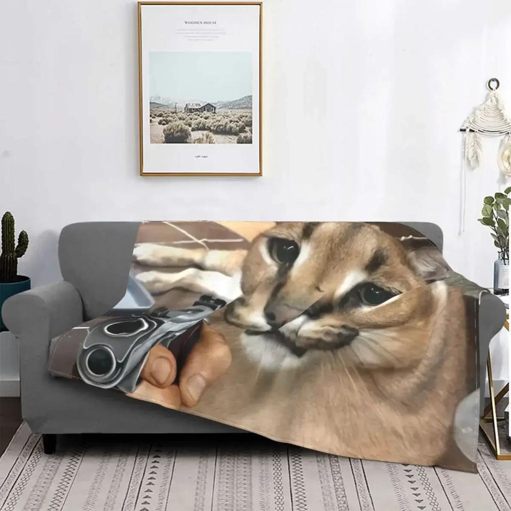 Big Floppa Caracal Cat Cute Meme Blanket Soft Coral Fleece Warm Flannel Bathtub Throw Blankets For Sofa Car Bedroom Bedspread