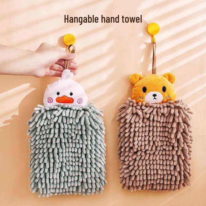 Chenille Cartoon Quick-Dry Hangable Hand Towel for Kitchen & Bathroom