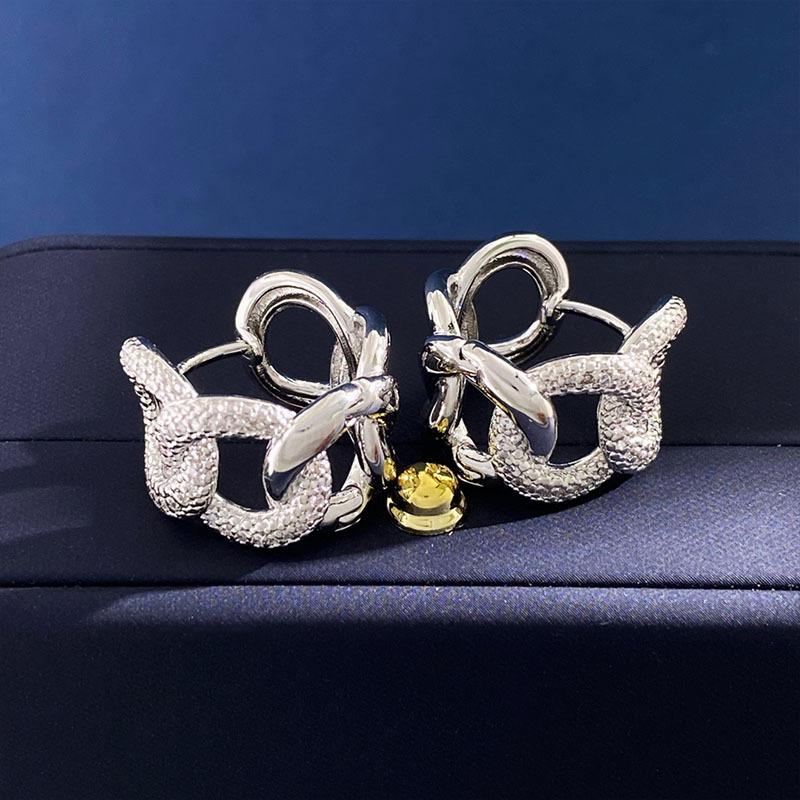 

Серьги-цепочки с витым звеном Ce Yang Caiyu, инкрустированные бриллиантами, женские французские универсальные металлические серьги-пряжки серебряный