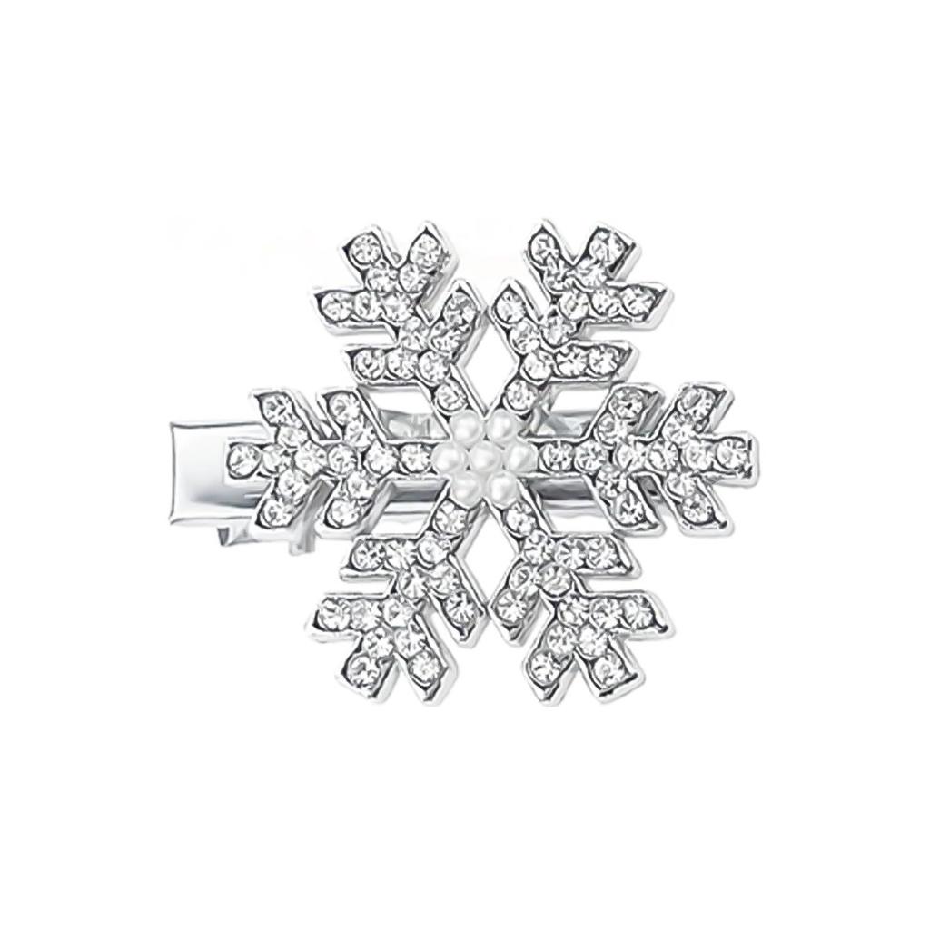 12pcs Snowflake Barrettes Clip Sparkly Rhinestone Hair Barrettes for Women Winter Holiday Hair Decoration