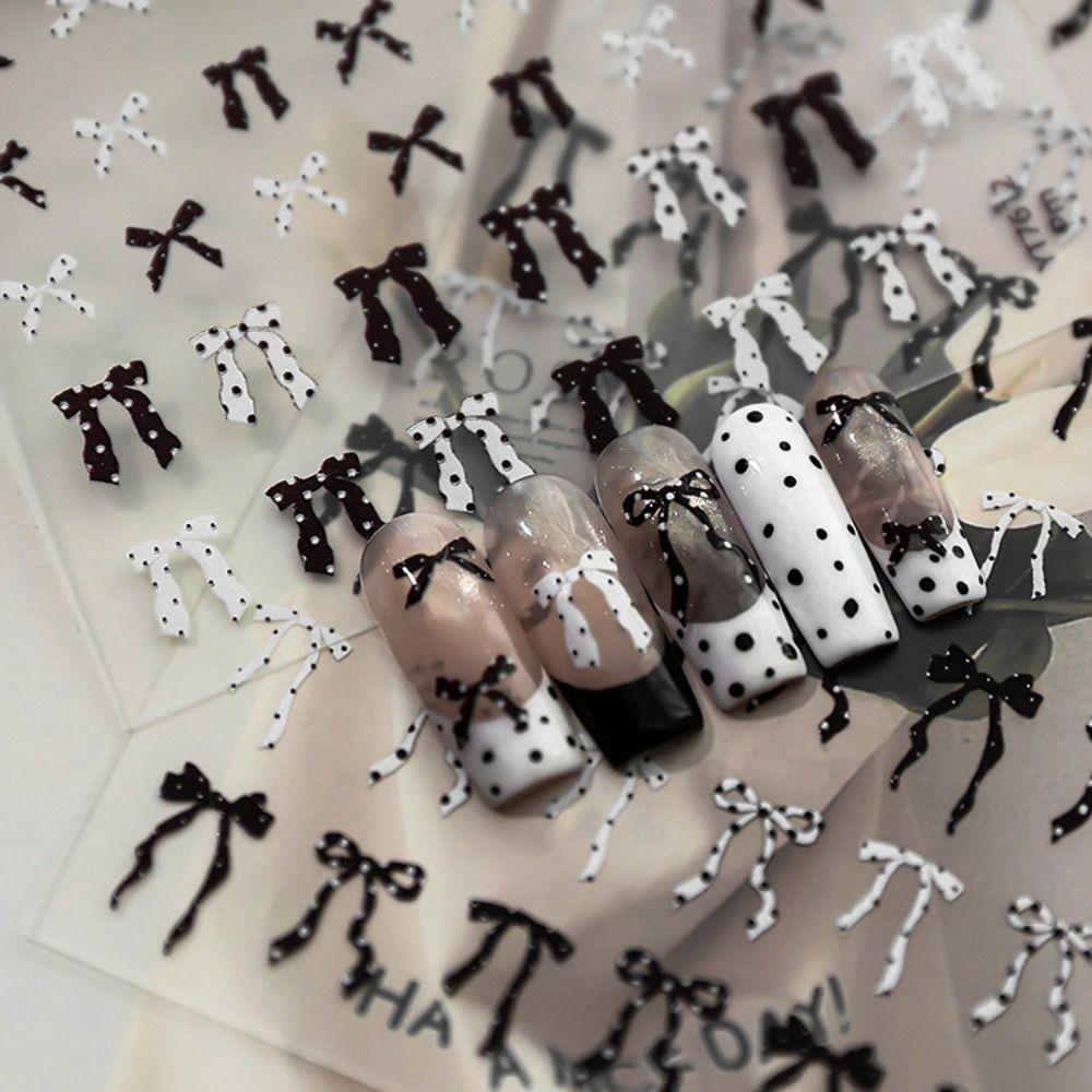 Self-Adhesive Polka Dot Bow Nail Sticker Bow Design Nail Decals Hot Nail Stickers Nail Decoration