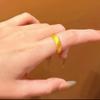 Brushed Open Ring Women'S 24K Gold Au999 - Size-Adjustable Open Band, Minimalist Brushed Design For Gifting Or Wearing