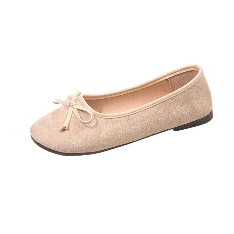 

Макаронных цветов Нежные Балетки с Мягкой Подошвой, Неглубокий Вырез, Плоская Подошва, Бант, Матовый Круглый Носок, Женская Обувь на Одну Ногу 35 абрикосовый