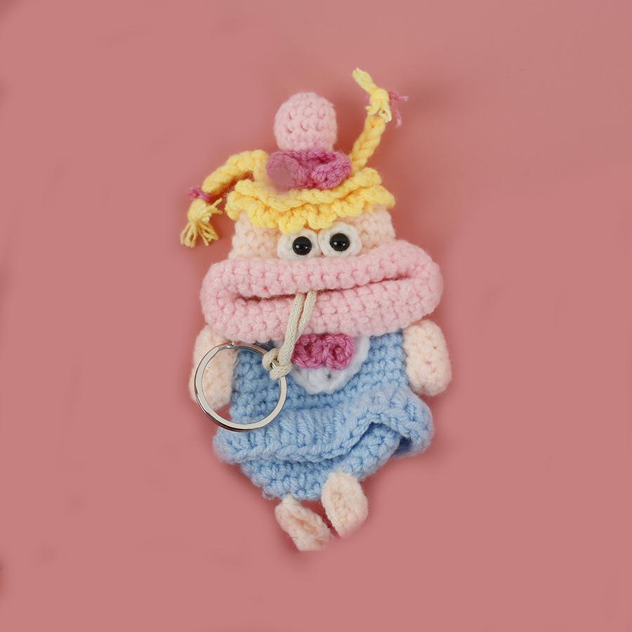Lustige Häkel-Schlüsselanhänger Stricken Niedliche Wurstmund-Puppe Schlüsselhalter Nützliche Gestrickte Aufbewahrungstasche Schlüsselanhänger Für Autoschlüssel Großhandel