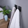 8 Pack Adhesive Towel Hooks - Bathroom Towel Hooks/Wall Hooks for Hanging Coat Robe Stick On Bathroom or Kitchen Matte Black Stainless Steel